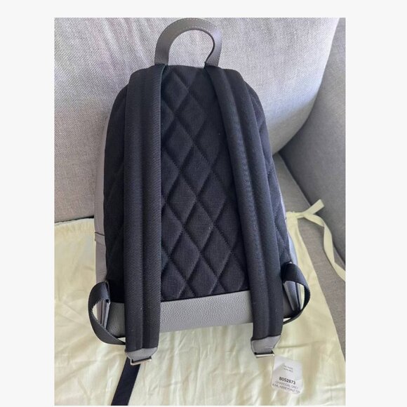 NWT Authentic Burberry Grey Leather Embossed Abbeydale Backpack Bag - Picture 5 of 11